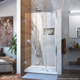 DreamLine Unidoor 35-36 in. W x 72 in. H Frameless Hinged Shower Door with Support Arm in Chrome