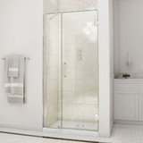 DreamLine Unidoor 36-37 in. W x 72 in. H Frameless Hinged Shower Door with Support Arm in Brushed Nickel
