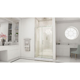 DreamLine Unidoor 48-49 in. W x 72 in. H Frameless Hinged Shower Door with Support Arm in Brushed Nickel