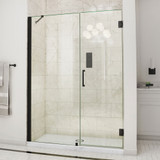 DreamLine Unidoor 60-61 in. W x 72 in. H Frameless Hinged Shower Door with Support Arm in Satin Black