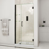 DreamLine Unidoor 37-38 in. W x 72 in. H Frameless Hinged Shower Door with Shelves in Satin Black