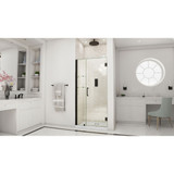 DreamLine Unidoor 38-39 in. W x 72 in. H Frameless Hinged Shower Door with Shelves in Satin Black