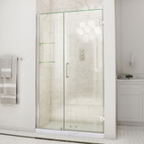 DreamLine Unidoor 47-48 in. W x 72 in. H Frameless Hinged Shower Door with Shelves in Brushed Nickel