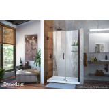 DreamLine Unidoor 48-49 in. W x 72 in. H Frameless Hinged Shower Door with Shelves in Oil Rubbed Bronze