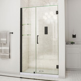 DreamLine Unidoor 46-47 in. W x 72 in. H Frameless Hinged Shower Door with Shelves in Satin Black
