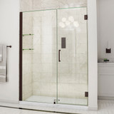 DreamLine Unidoor 57-58 in. W x 72 in. H Frameless Hinged Shower Door with Shelves in Oil Rubbed Bronze