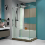 DreamLine Enigma-X 34 1/2 in. D x 48 3/8 in. W x 76 in. H Fully Frameless Sliding Shower Enclosure in Brushed Stainless Steel