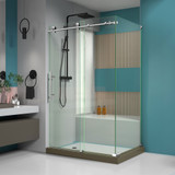 DreamLine Enigma-X 34 1/2 in. D x 48 3/8 in. W x 76 in. H Fully Frameless Sliding Shower Enclosure in Polished Stainless Steel