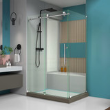 DreamLine Enigma-X 34 1/2 in. D x 48 3/8 in. W x 76 in. H Fully Frameless Sliding Shower Enclosure in Polished Stainless Steel