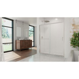DreamLine Infinity-Z 56-60 in. W x 72 in. H Semi-Frameless Sliding Shower Door, Frosted Glass in Brushed Nickel