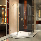 DreamLine Prism Lux 38 in. D x 38 in. W x 72 in. H Fully Frameless Hinged Shower Enclosure in Brushed Nickel