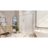 DreamLine Flex 36 in. D x 48 in. W x 74 3/4 in. H Semi-Frameless Pivot Shower Door in Chrome with Center Drain Biscuit Base Kit