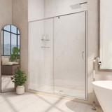 DreamLine Flex 30 in. D x 60 in. W x 74 3/4 in. H Semi-Frameless Pivot Shower Door in Chrome with Center Drain Biscuit Base Kit