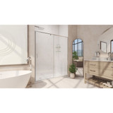 DreamLine Flex 32 in. D x 60 in. W x 74 3/4 in. H Semi-Frameless Pivot Shower Door in Chrome with Left Drain White Base Kit