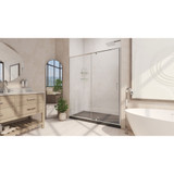 DreamLine Flex 36 in. D x 60 in. W x 74 3/4 in. H Semi-Frameless Pivot Shower Door in Chrome with Center Drain Black Base Kit