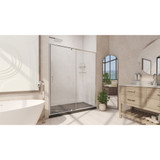 DreamLine Flex 36 in. D x 60 in. W x 74 3/4 in. H Semi-Frameless Pivot Shower Door in Chrome with Left Drain Black Base Kit
