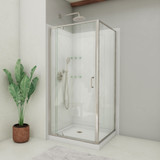DreamLine Flex 36 in. D x 36 in. W x 74 3/4 in. H Semi-Frameless Pivot Shower Enclosure and White Base in Brushed Nickel