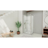 DreamLine Flex 36 in. D x 36 in. W x 76 3/4 in. H Semi-Frameless Shower Enclosure in Brushed Nickel with White Base and Backwalls