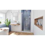 DreamLine Elegance 40 3/4 - 42 3/4 in. W x 72 in. H Frameless Pivot Shower Door in Brushed Nickel
