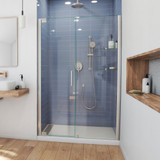 DreamLine Elegance 56 1/4 - 58 1/4 in. W x 72 in. H Frameless Pivot Shower Door in Brushed Nickel