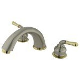 Kingston Brass Two Handle Roman Tub Filler Faucet - Satin Nickel/Polished Brass - KC369