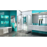 DreamLine Quatra Plus 34 in. D x 58 in. W x 72 in. H Frameless Hinged Shower Enclosure in Brushed Nickel