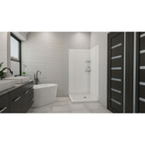 DreamLine 36 in. D x 36 in. W x 76 3/4 in. H SlimLine Double Threshold Corner Drain Base and Acrylic Backwall Kit in White