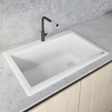 Ruvati 33 x 22 inch epiGranite Drop-in Topmount Granite Composite Single Bowl Kitchen Sink - Arctic White - RVG1033WH