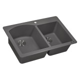 Ruvati 33 x 22 inch epiGranite Undermount or Drop-in Granite Composite Double Bowl Kitchen Sink - Urban Gray - RVG1344GR