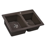 Ruvati 33 x 22 inch epiGranite Undermount or Drop-in Granite Composite Double Bowl Kitchen Sink - Espresso Brown - RVG1396ES