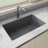 Ruvati 32 x 19 inch epiGranite Undermount Granite Composite Single Bowl Kitchen Sink – Urban Gray – RVG2033UG