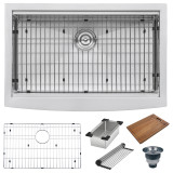 Ruvati 33-inch Apron-front Workstation Farmhouse Kitchen Sink 16 Gauge Stainless Steel Single Bowl - RVH9200