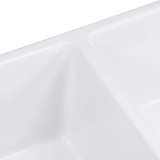 Ruvati 33 x 18 inch Fireclay Farmhouse Apron-Front Kitchen Sink Double Bowl - White - RVL2311WH