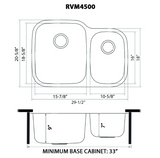 Ruvati 29-inch Undermount 60/40 Double Bowl 16 Gauge Stainless Steel Kitchen Sink - RVM4500