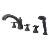 Kingston Brass Three Handle Roman Tub Filler Faucet with Hand Shower - Oil Rubbed Bronze KS43255BX