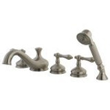 Kingston Brass Three Handle Roman Tub Filler Faucet with Hand Shower - Satin Nickel KS33385AL