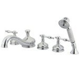 Kingston Brass Three Handle Roman Tub Filler Faucet with Hand Shower - Polished Chrome KS33315NL