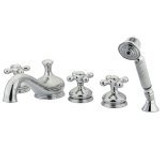 Kingston Brass Three Handle Roman Tub Filler Faucet with Hand Shower - Polished Chrome KS33315AX