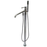 Kingston Brass Concord Single Handle Floor Mount Roman Tub Filler Faucet with Hand Shower - Polished Chrome