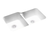 Swanstone 15" x 30" Undermount Double Bowl Sink in White - US03015SB.010