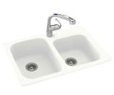 Swanstone KS03322DB.010 22 x 33  Undermount or Self-Rimming Double Bowl Sink in White