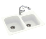 Swanstone 22 x 33 Undermount or Self-Rimming Double Bowl Sink in White - KS03322DB.010