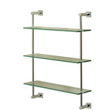 Valsan 67309UB Essentials Wall Mounted Three Tier Glass Shelf with Braga Backplates - Unlacquered Brass