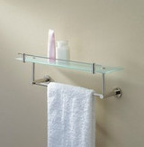 Valsan 675861UB Porto Glass Shelf w 24" Towel Bar / Rail - Unlacquered Brass