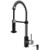 Vigo VG02001STMBK2 Edison Pull-Down Spray Kitchen Faucet With Soap Dispenser In Stainless Steel/Matte Black