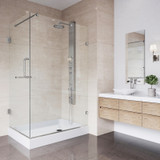 Vigo 36 in. L x 48 in. W x 79 in. H Pacifica Frameless Shower Enclosure With Right Sided Opening And Base  and with Brushed Nickel Hardware