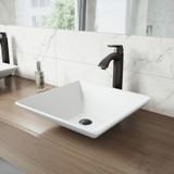 Vigo VGT1018 Hibiscus Matte Stone Vessel Bathroom Sink Set With Linus Vessel Faucet In Antique Rubbed Bronze - 16 inch