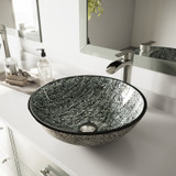 Vigo VGT1056 Titanium Glass Vessel Bathroom Sink Set With Niko Vessel Faucet In Brushed Nickel - 16 1/2 inch