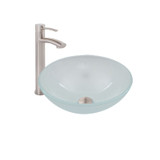 Vigo VGT1051 White Frost Glass Vessel Bathroom Sink Set With Milo Vessel Faucet In Brushed Nickel - 16 1/2 inch