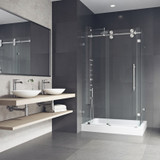 Vigo 36 in. L x 48 in. W x 79 in. H Winslow Frameless Sliding Door Shower Enclosure With Left Drain Base and with Stainless Steel Hardware